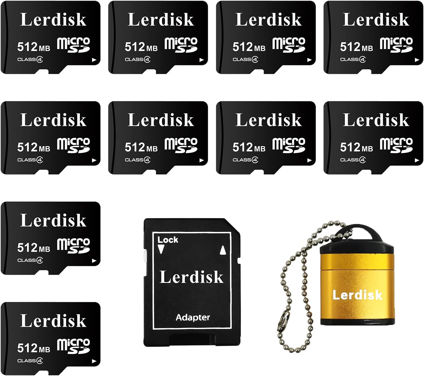10-Pack Lerdisk 512MB Micro SD Cards - Low Capacity for MP3/Old Phones/Small Files