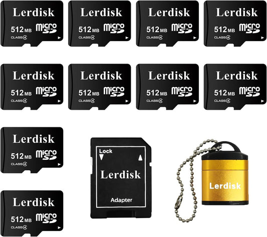 10-Pack Lerdisk 512MB Micro SD Cards - Low Capacity for MP3/Old Phones/Small Files