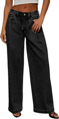 Sidefeel Women's Wide Leg High Waisted Baggy Jeans - Drawstring Waist