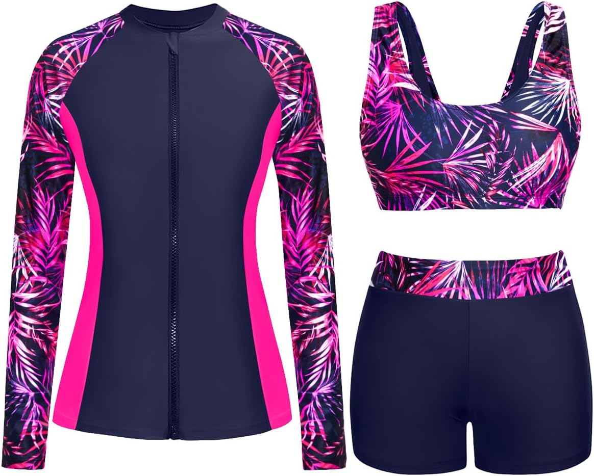 Holipick Long Sleeve Swimsuits for Women - 3 Piece Set