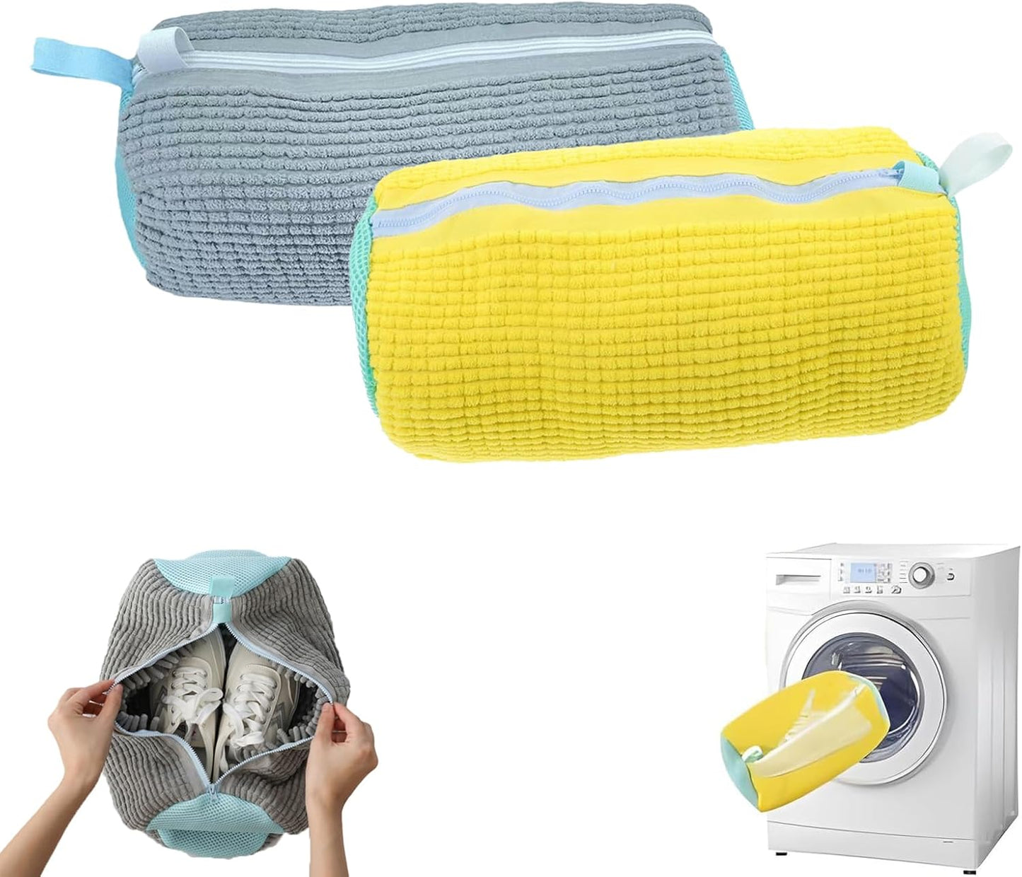 ReUsable Shoe Laundry 2PCS Set, Safe Machine Wash, Fits All Sizes, Yellow & Gray