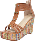 Women's Wedge Sandals With Pearls - 4in Heel Platform Sandals