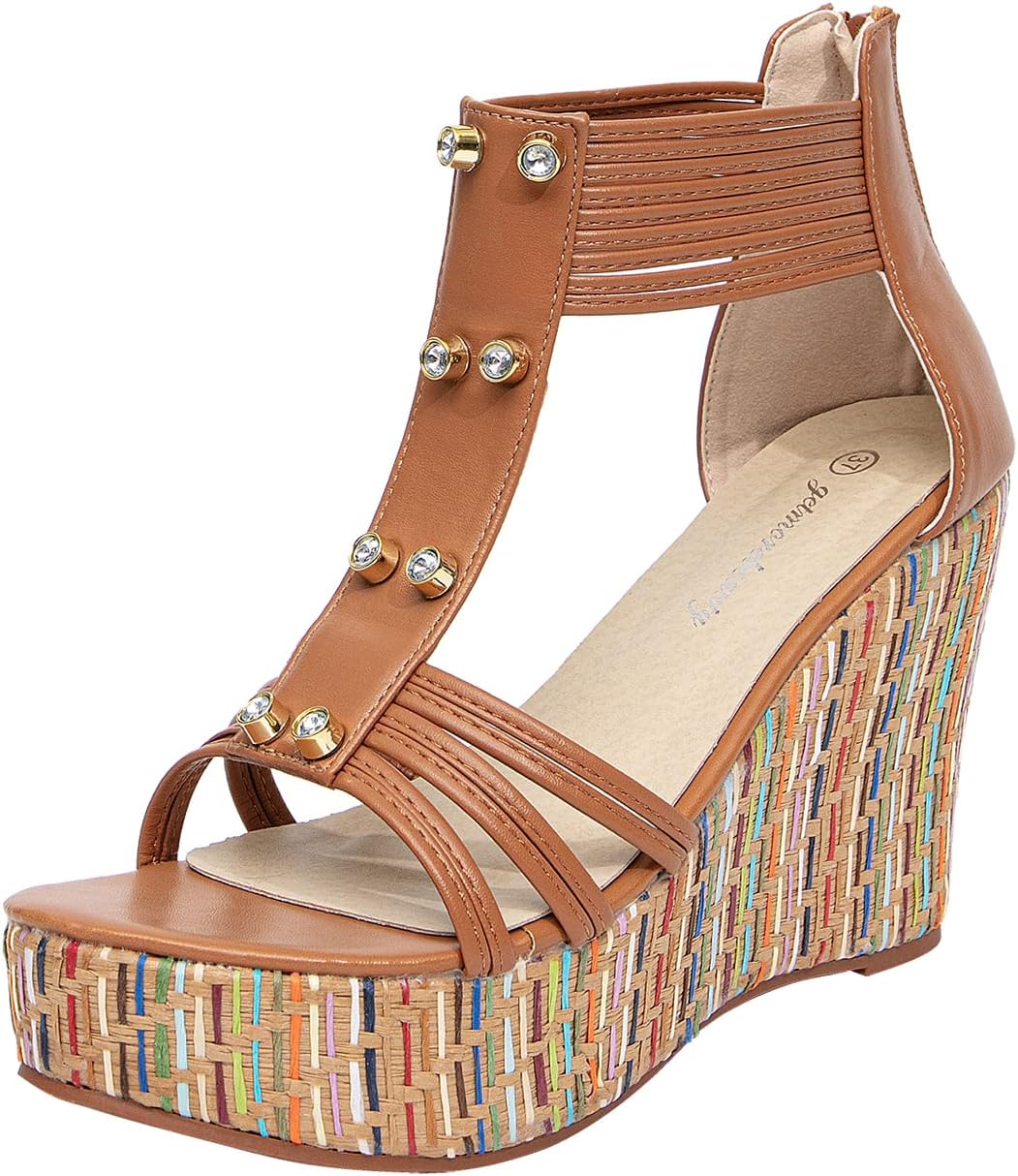 Getmorebeauty Women's Wedge Sandals with Pearls for Style