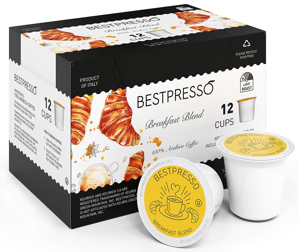 Bestpresso Coffee Breakfast Blend Light Roast K-Cup Pods 96 Count