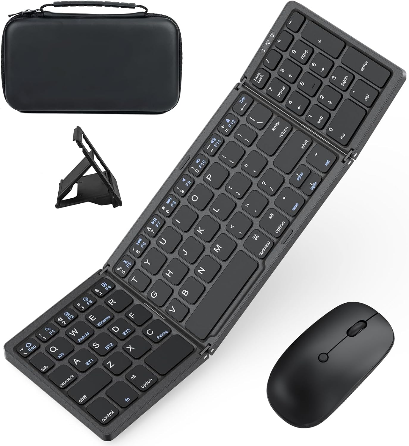 Portable Foldable Keyboard & Mouse Set - Rechargeable, Dual Connectivity