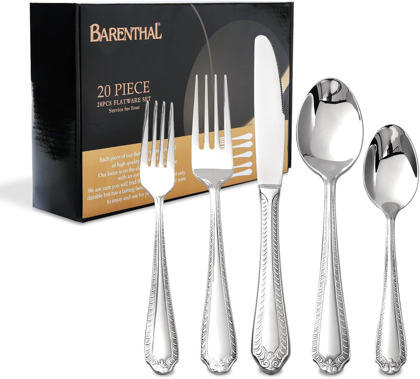 Heavy Duty Silverware Set for 4 - Luxury Retro Flatware