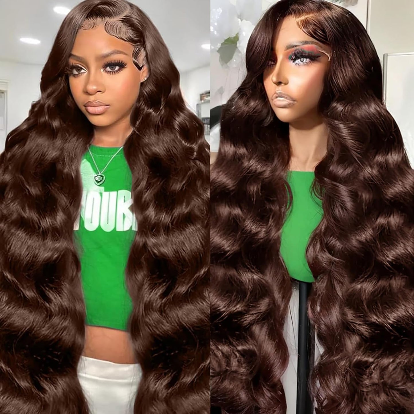 250 Density Body Wave Chocolate Brown Lace Front Wig for Women