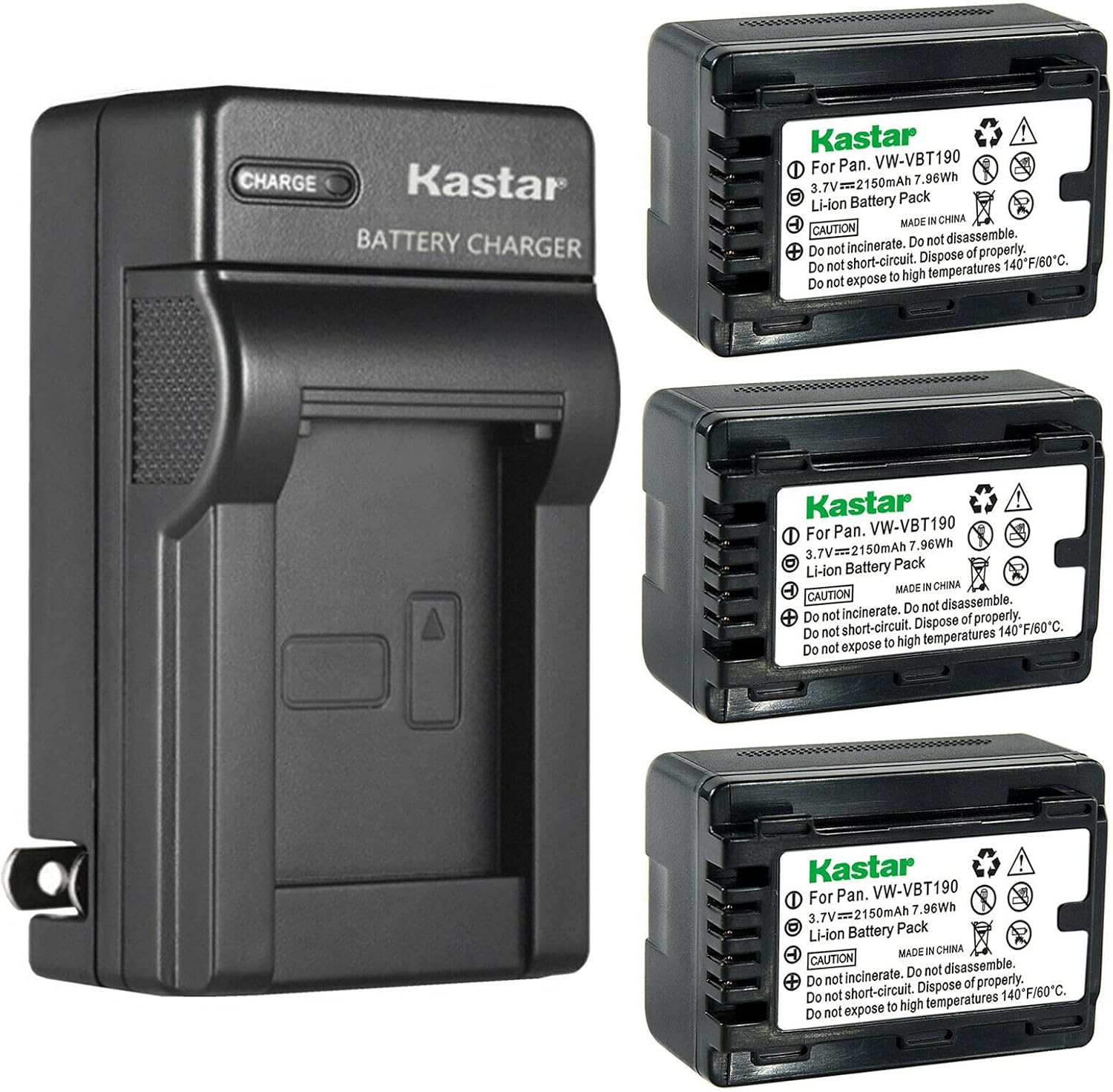 Kastar 3-Pack Battery and AC Wall Charger for Panasonic Cameras