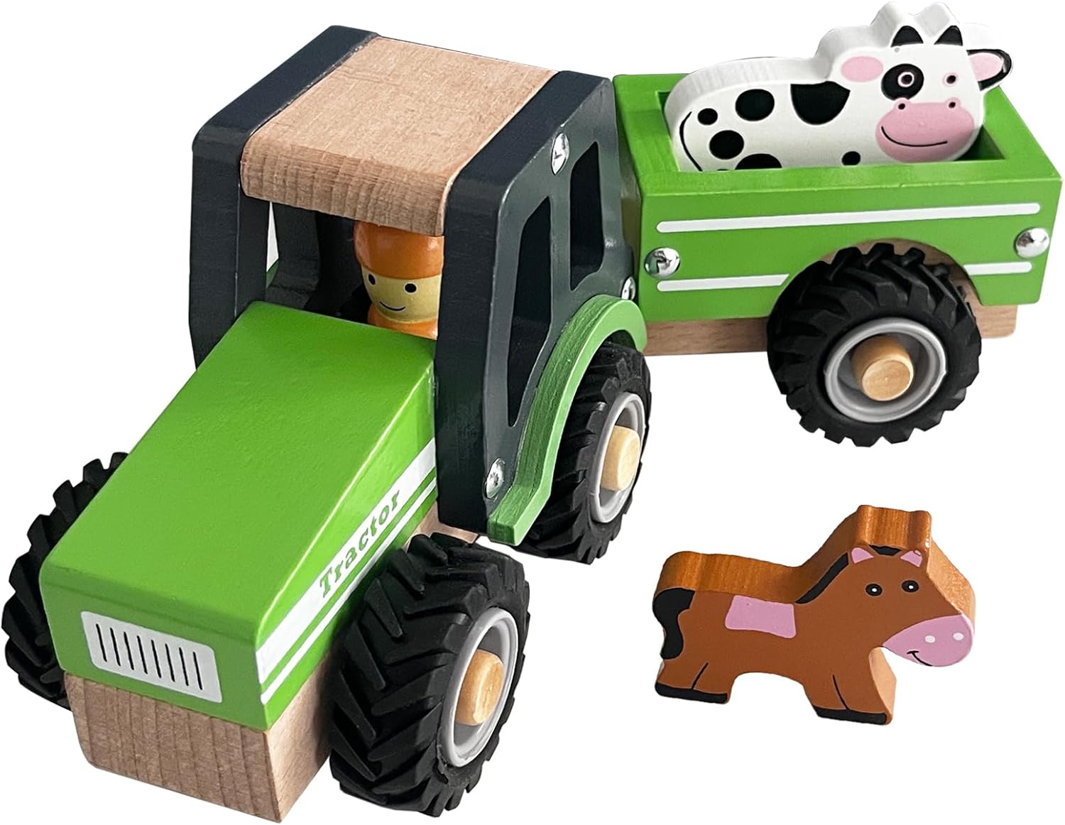 Handcrafted Wooden Tractor Toy for 1-3 Year Olds