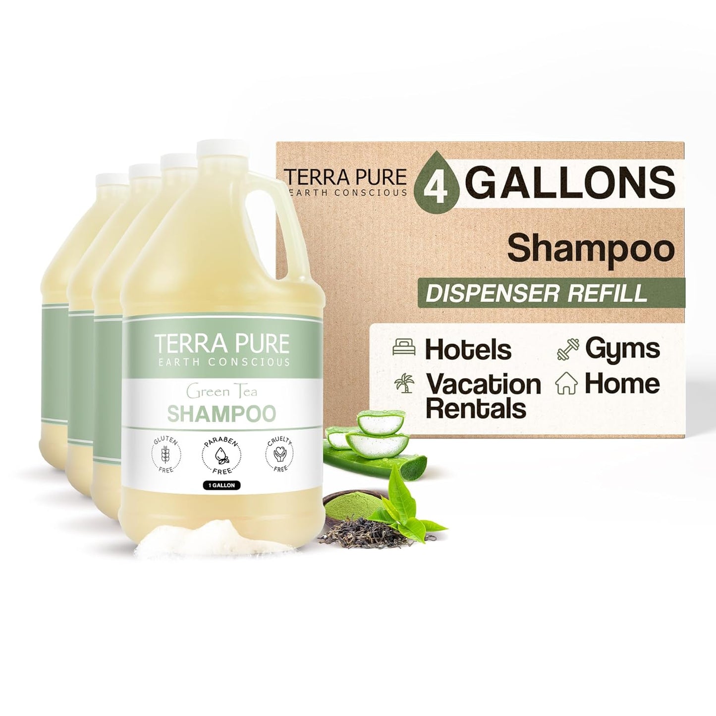 Terra Pure Hotel Shampoo Set of 4 Gallons for Dispensers