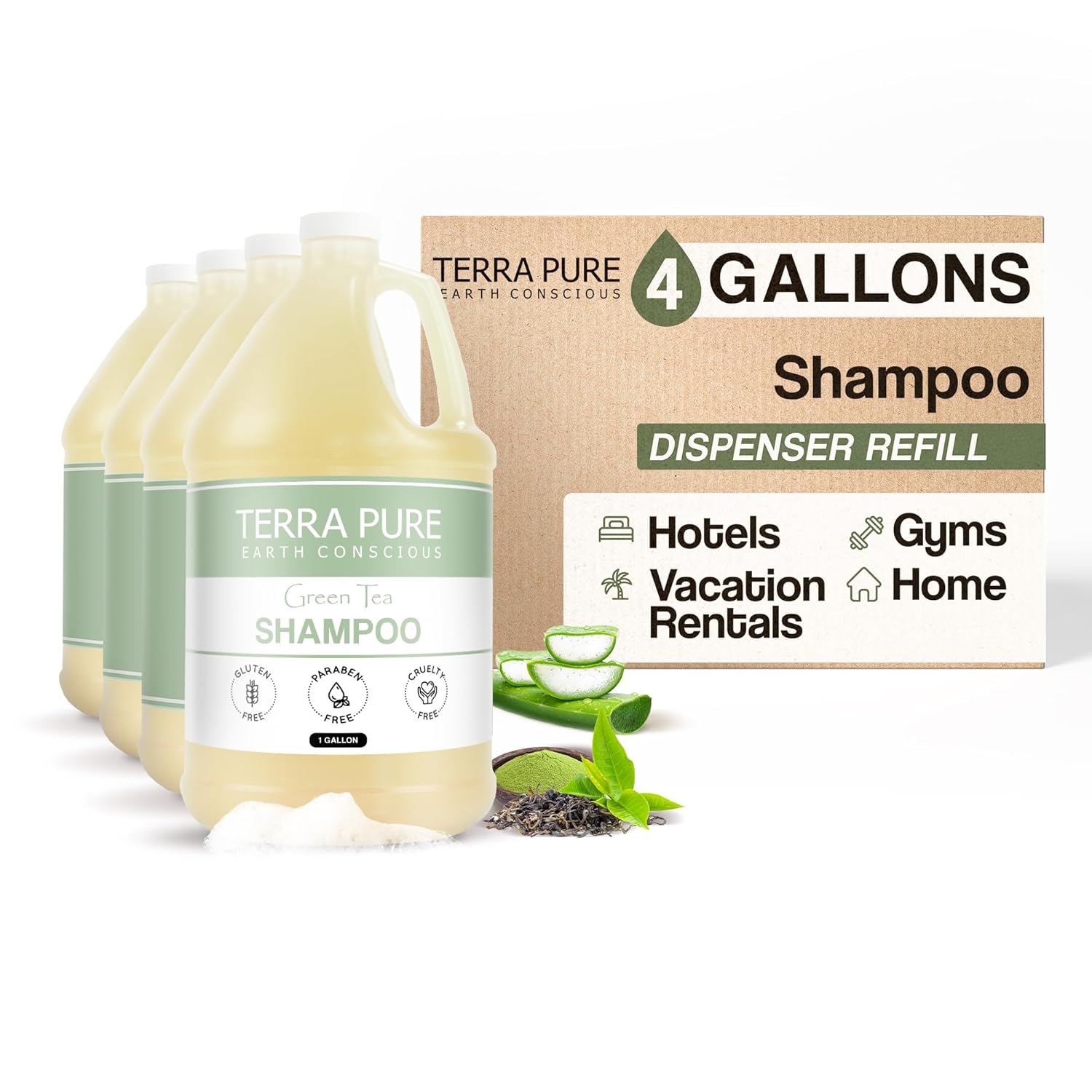 Terra Pure Hotel Shampoo Set of 4 Gallons for Dispensers