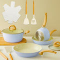 Blue Non Stick Pots and Pans Set for Healthy Cooking Experience