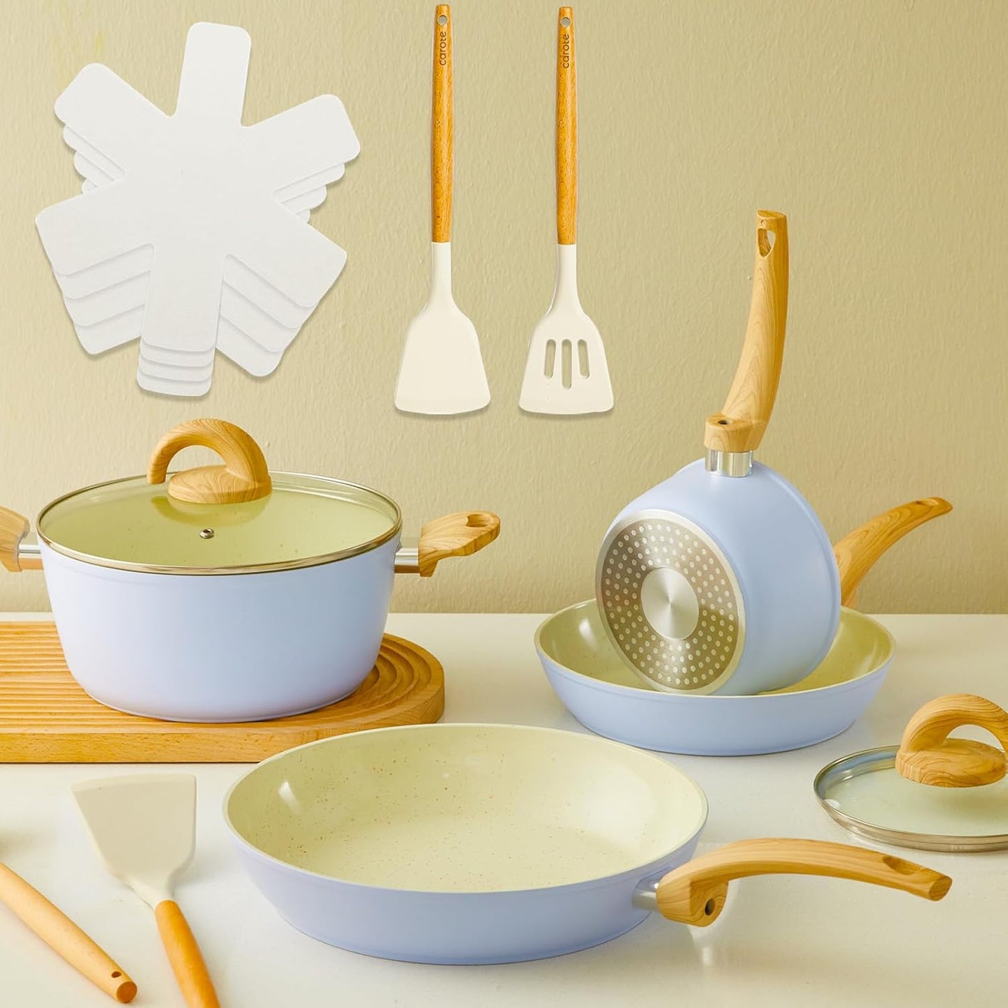 Blue Non Stick Pots and Pans Set for Healthy Cooking Experience