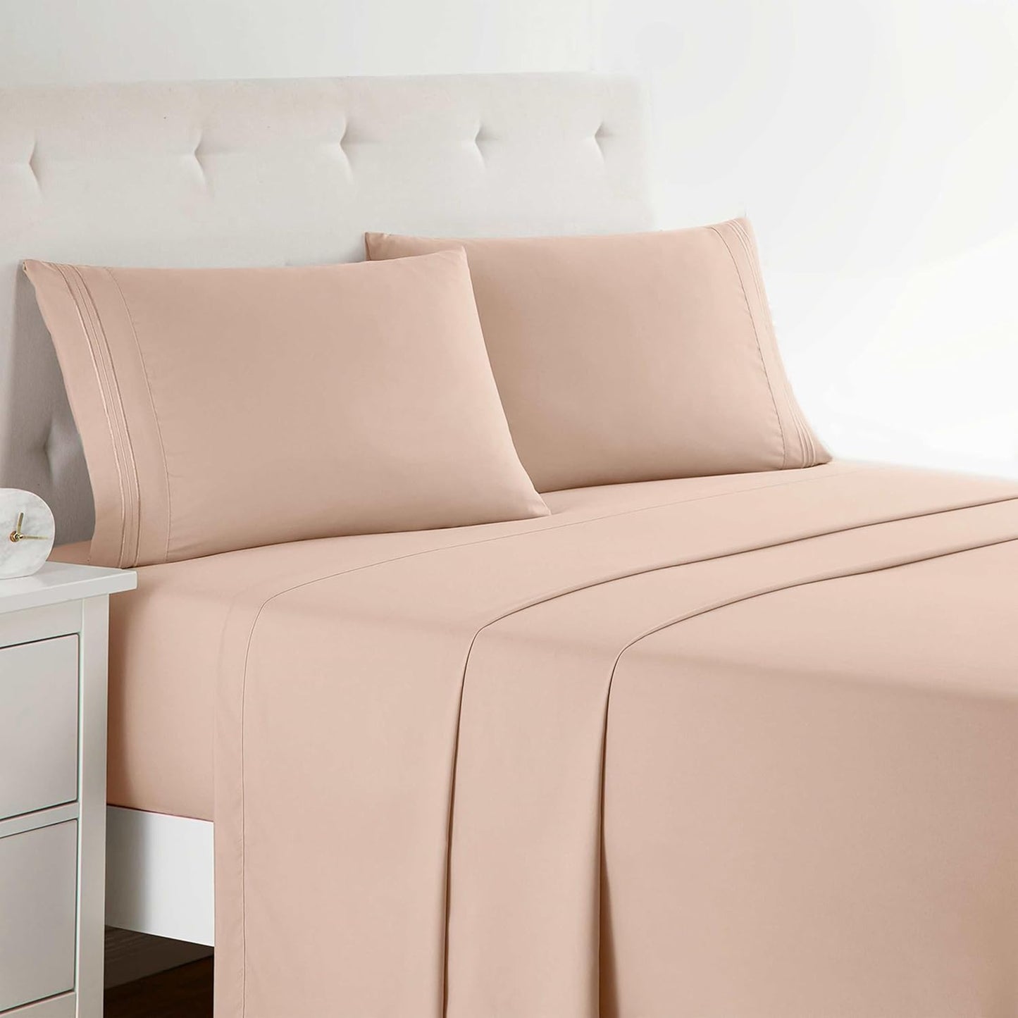 Clara Clark Bed Sheets Set - Premier 1800 Series King Peach