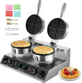 VEVOR Commercial Waffle Maker Dual-Head Round Waffle Baker - Fast