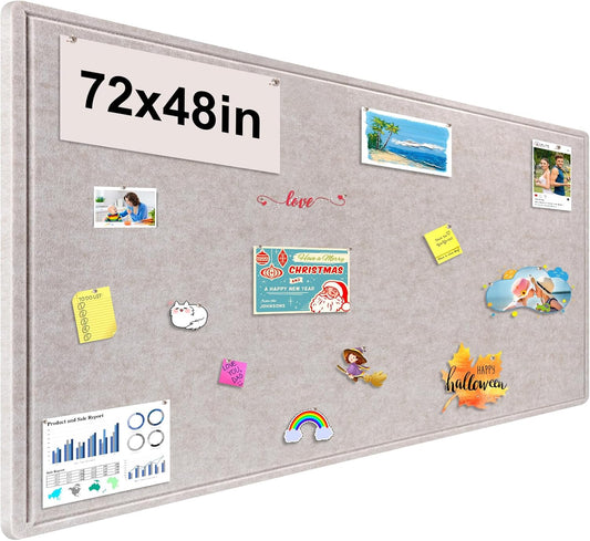Large Bulletin Board 72x48 Inches Stylish Felt Pin Board