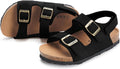 Kids Toddler Cork Sandals Double Buckle Adjustable Back Strap