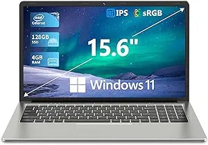 SGIN 15.6 Inch Laptop with 4GB RAM and 128GB SSD Storage