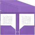 Plastic Pocket Folders 50 Pack - Purple 3-Hole 2-Pocket Bulk