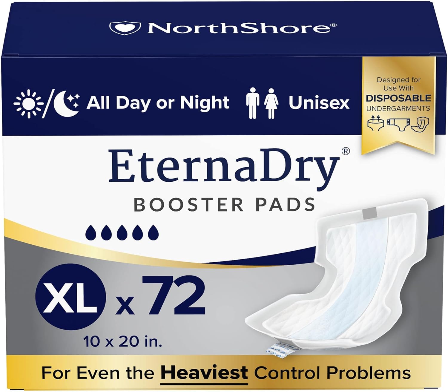 NorthShore Booster Pads for Men and Women - X-Large Case of 72