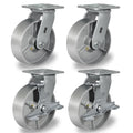 6in x 2in Heavy Duty Caster Wheels Set of 4 - 5000 lb Capacity