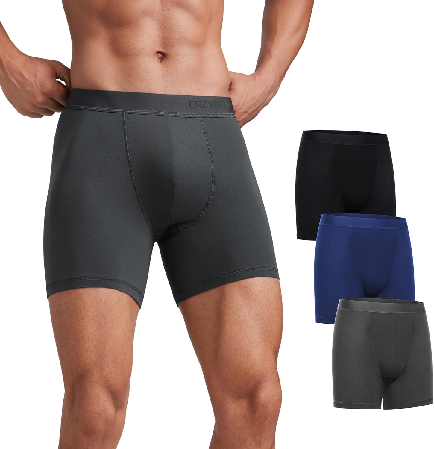 CRZ YOGA Men's Ultra-Soft Modal Boxer Briefs for Comfort