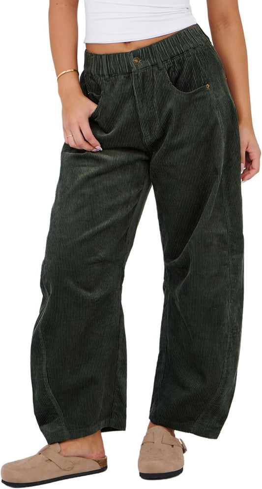 SeekMe Women's Corduroy Pants for Casual Wide Leg Style