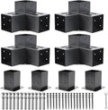 4x4 Pergola Brackets 3-Way Right Angle Corner Kit - Black Powder Coat
