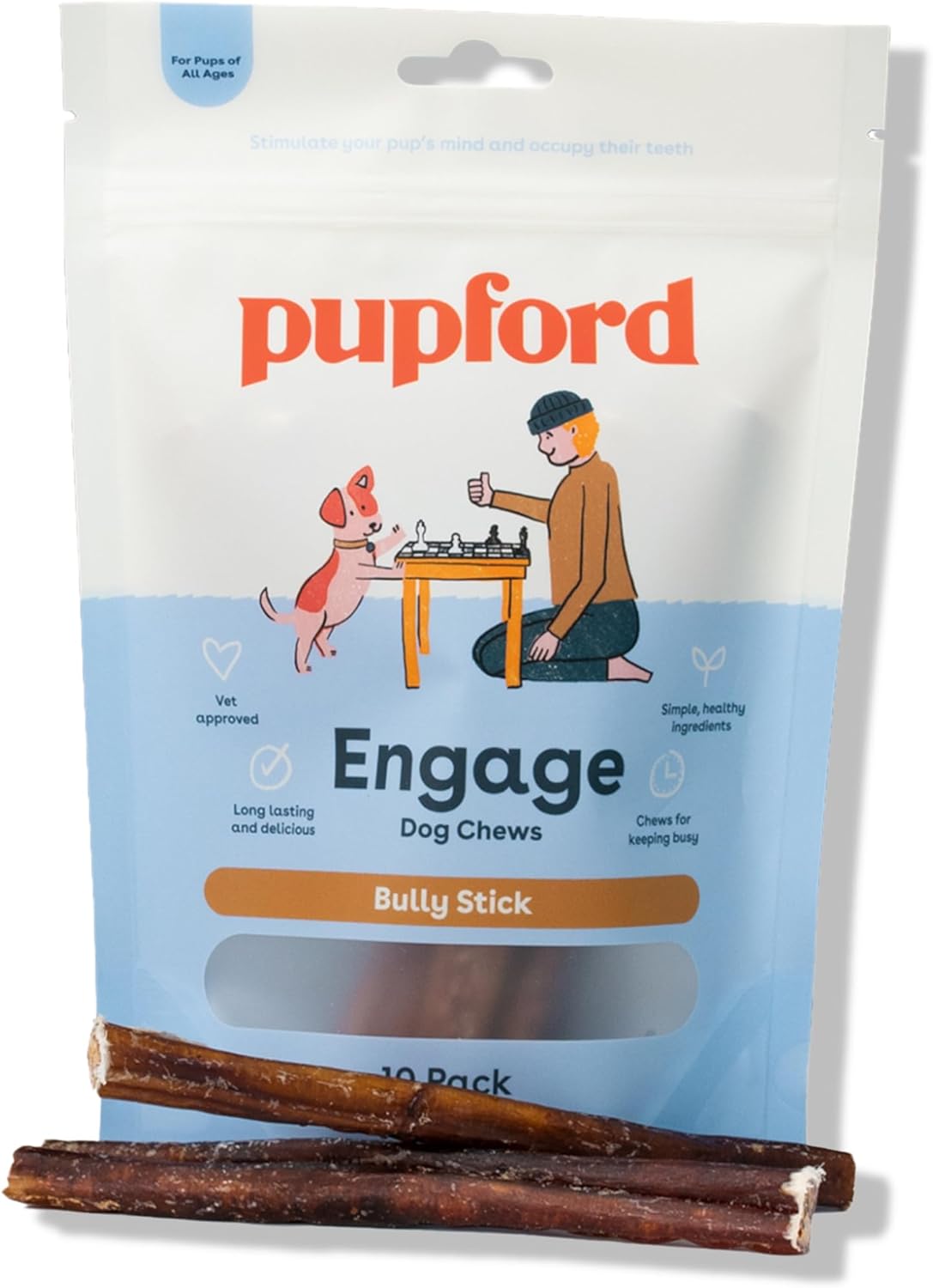 Pupford Thick Bully Sticks for Dogs & Puppies - Natural Chews