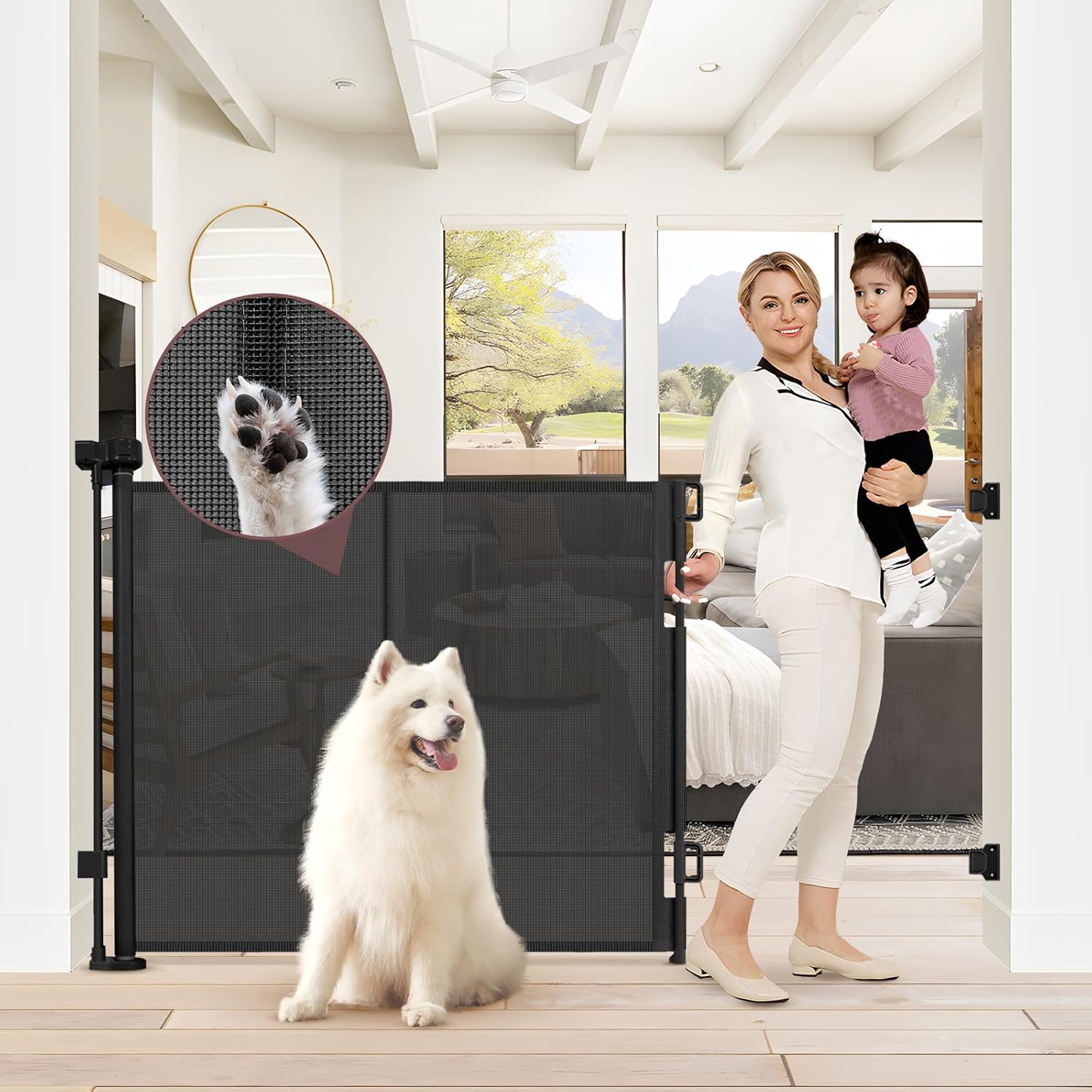 Reinforced 41 Inch Extra Tall Baby Gate for Pets and Kids