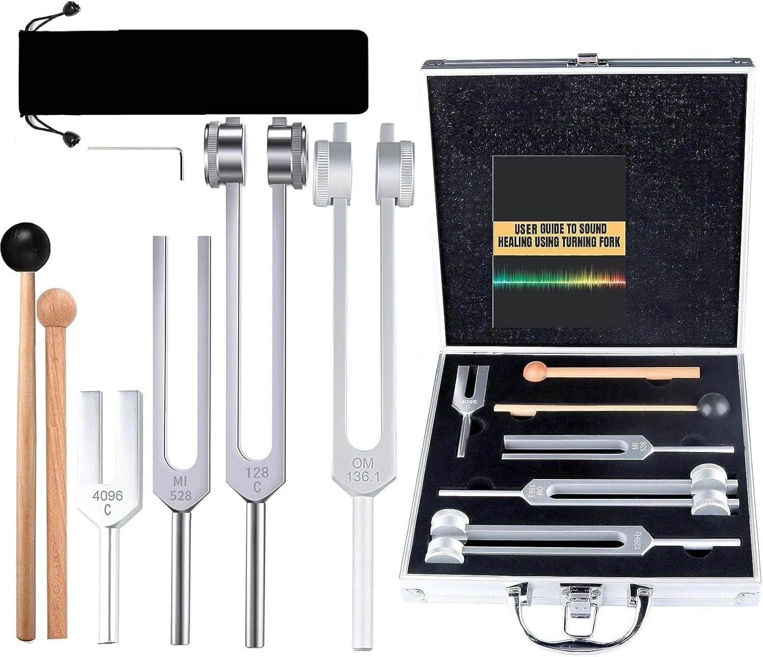 4Pcs Tuning Fork Set for Sound Healing and Meditation