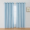 Star Blackout Curtains for Kids Bedroom - Light Blue 52in x 63in