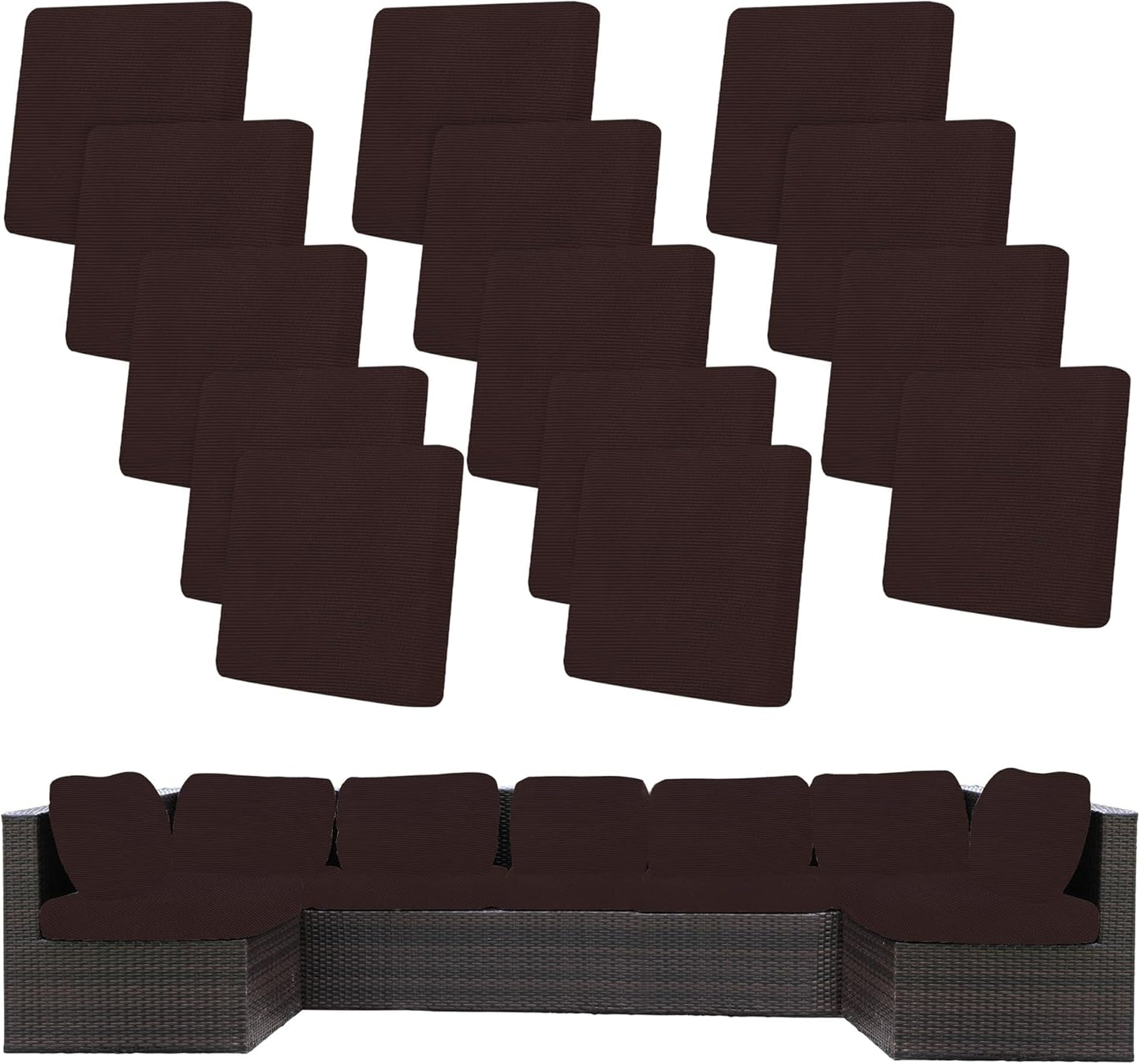 14 Pcs Stretch Patio Cushion Covers for Outdoor Couch Replacement