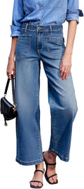 Wide Leg Jeans High Waisted Stretchy Straight Leg Ankle - Flattering