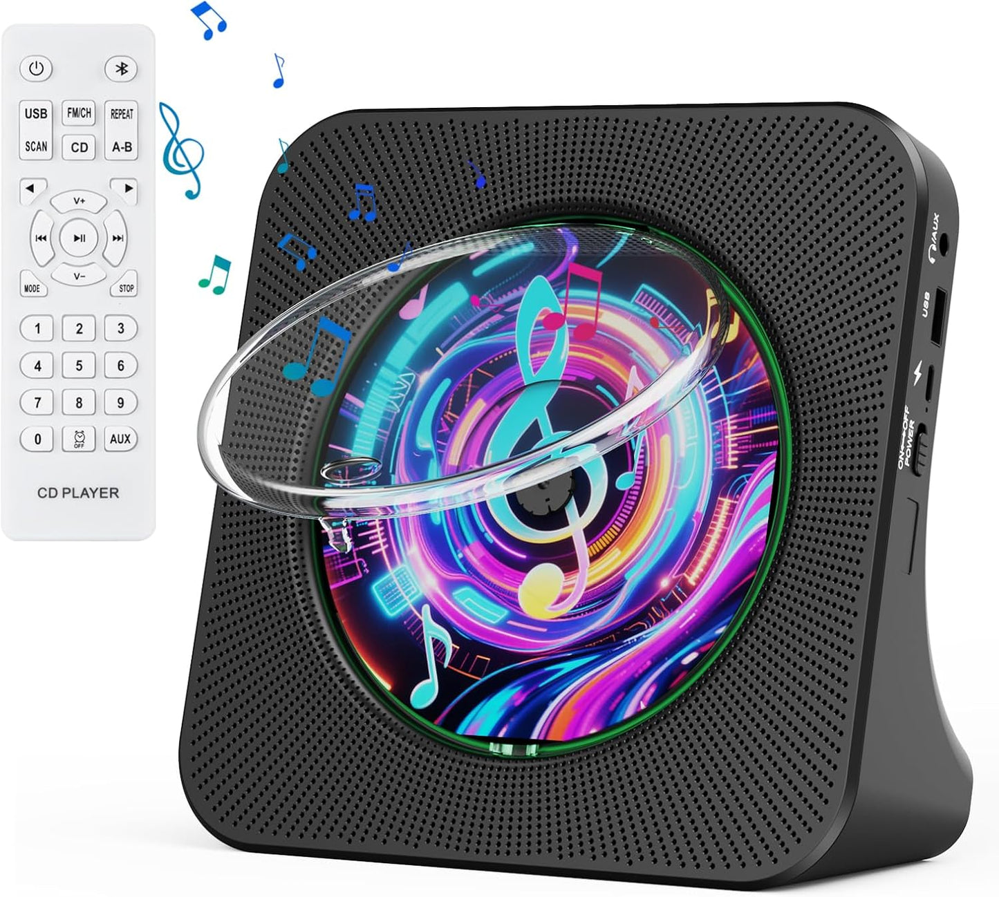 Gueray Portable Bluetooth CD Player with HiFi Speakers and FM Radio