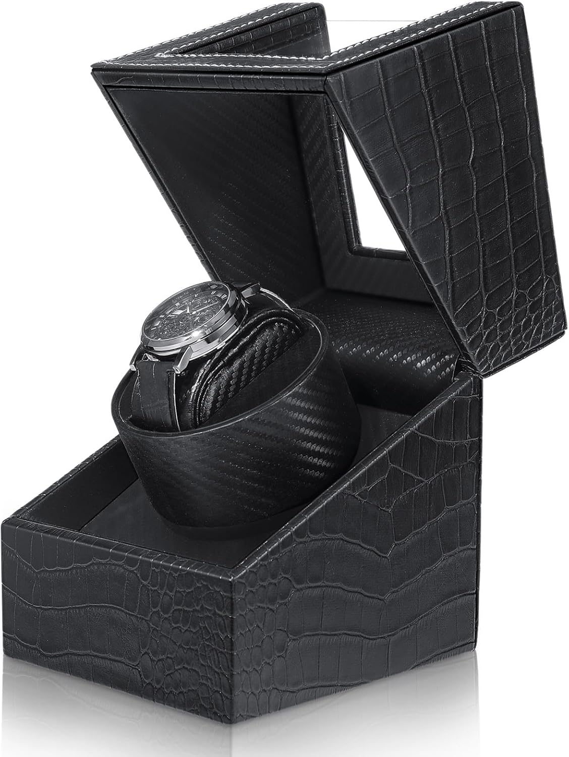 JQUEEN Black Crocodile Leather Watch Winder