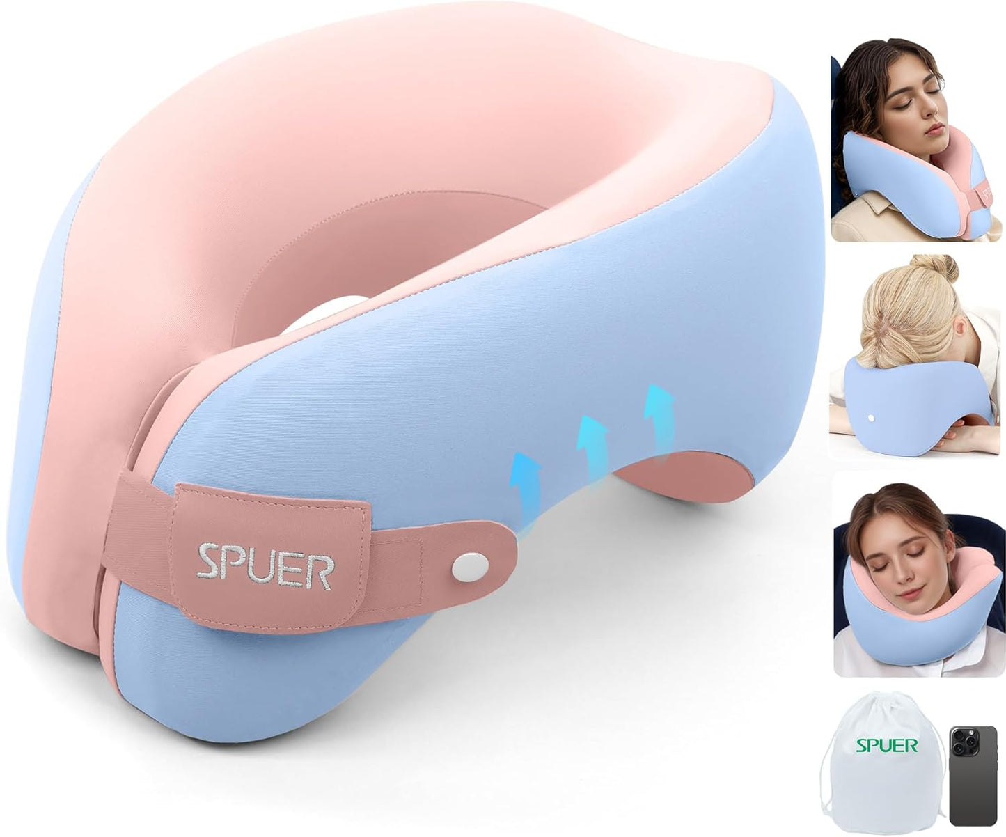 2in1 Ergonomic Memory Foam Travel Neck Pillow for Comfort