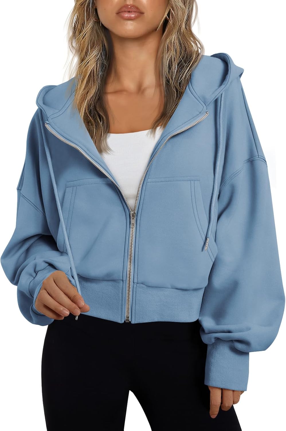 Trendy Queen Full Zip Up Cropped Hoodies for Women 2025