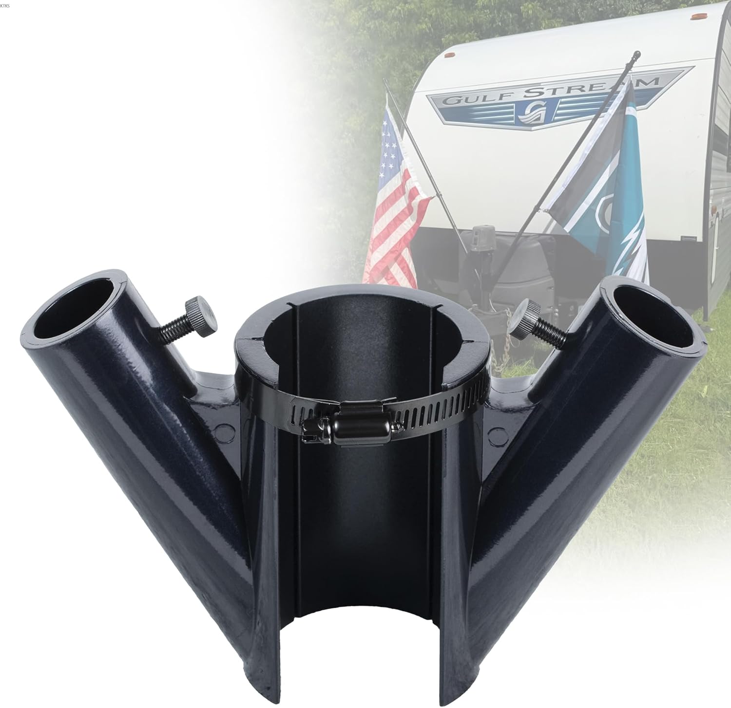 Heavy Duty Dual RV Flag Pole Mount for Campers and Trailers