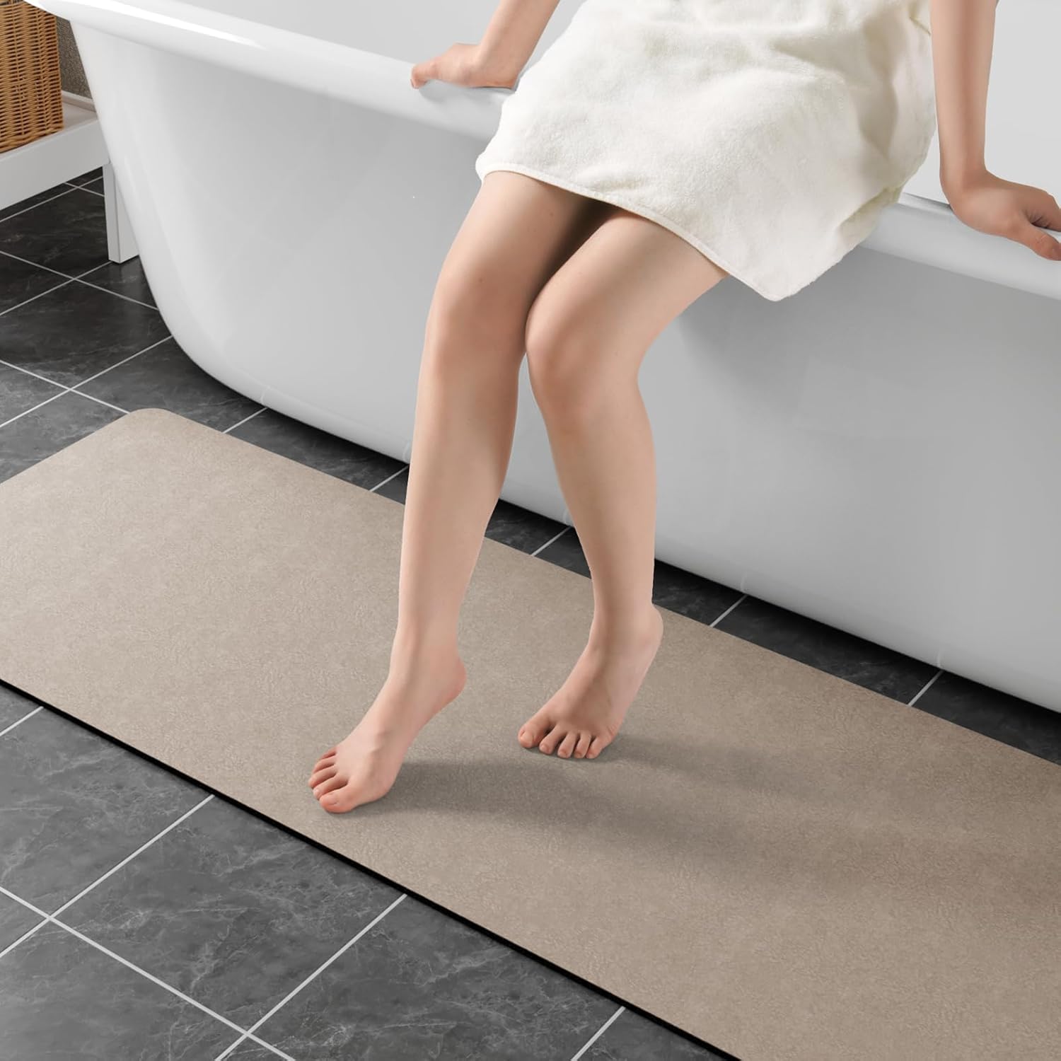 Diatomaceous Earth Bath Mat 59x17 Quick Dry Non-Slip Rug