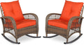 Orange Patio Wicker Rocker Chair - All-Weather Outdoor Rocker