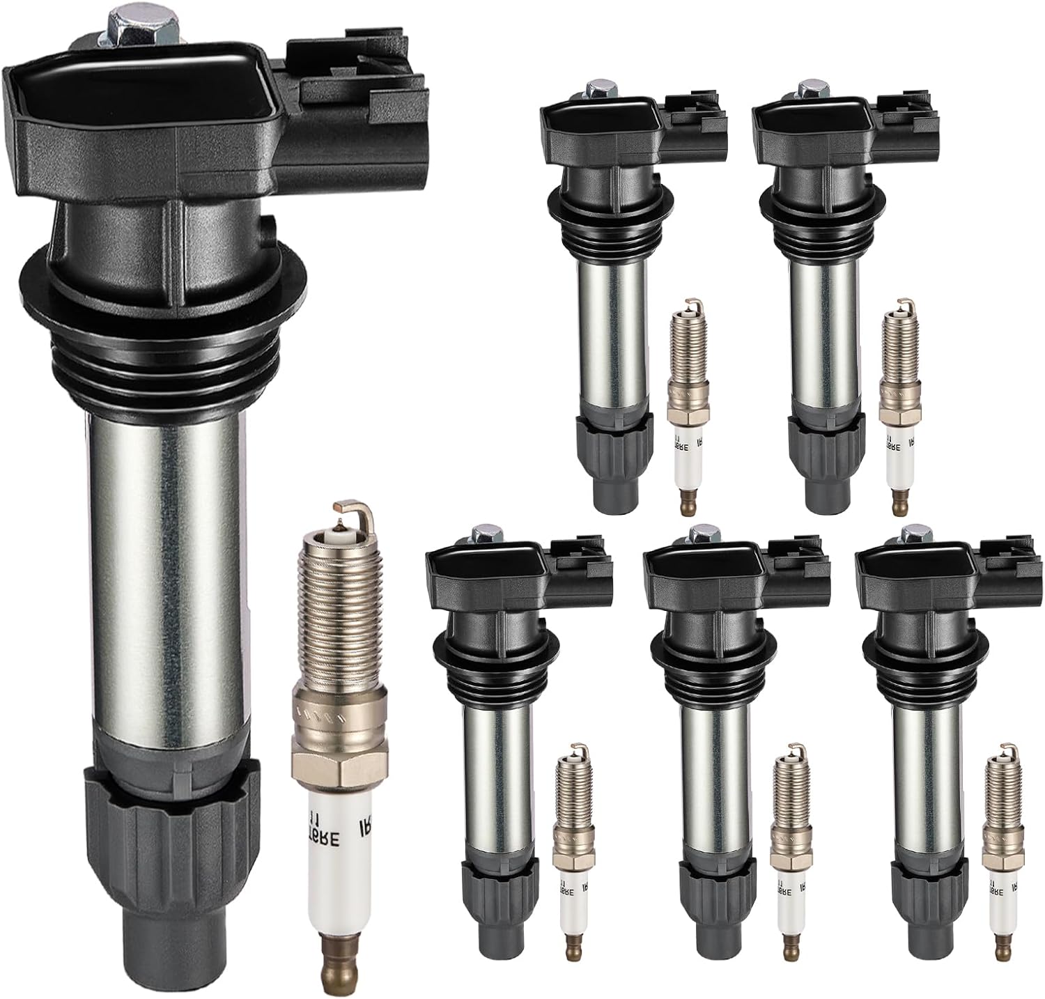 Set of 6 Ignition Coil Pack and Spark Plugs for Multiple Vehicles