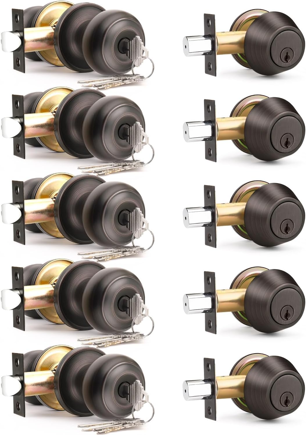 Keyed Alike Front Door Knob and Deadbolt Set for Security
