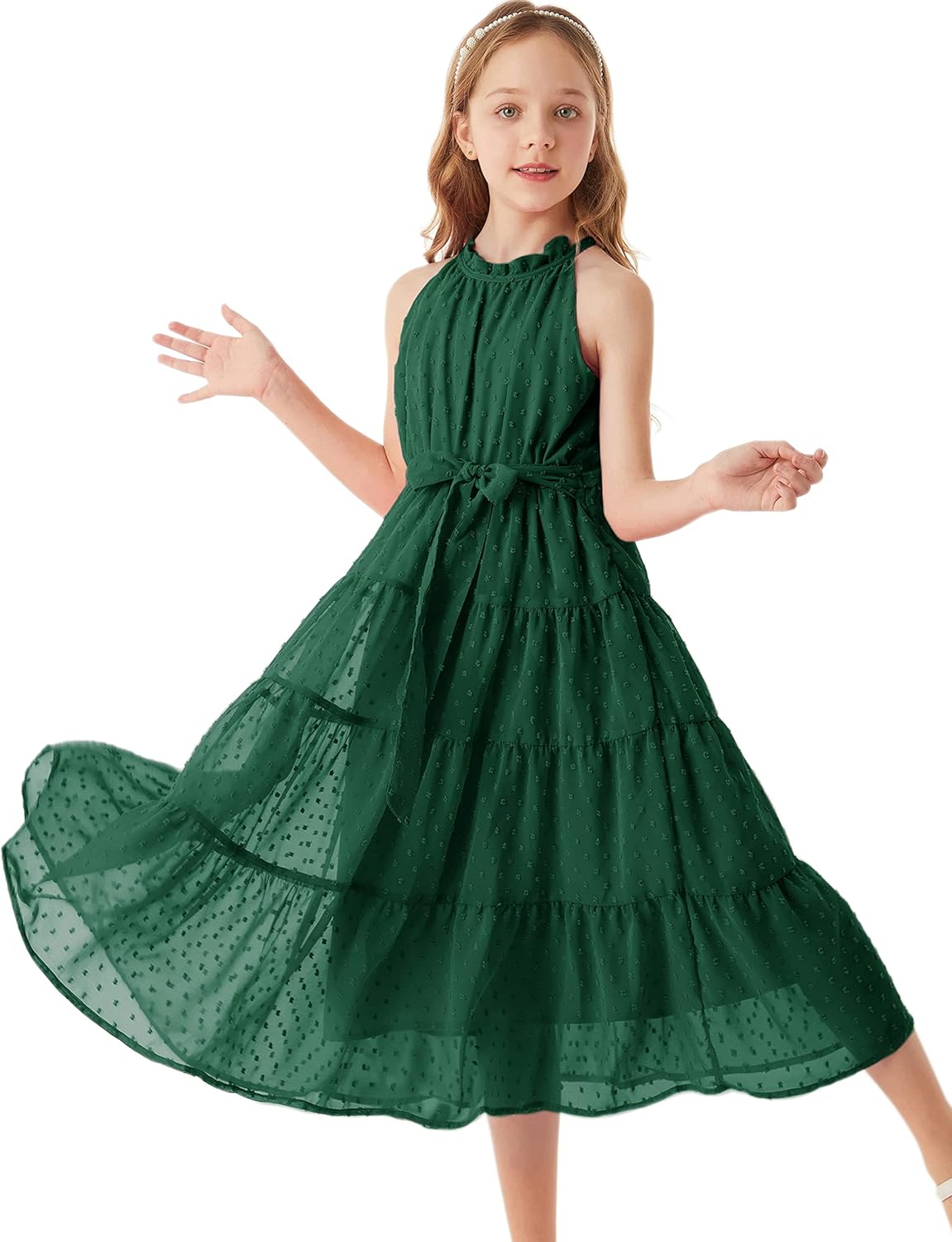 GRACE KARIN Girls Sleeveless Casual A-line Flowy Maxi Dress