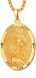 ADMETUS 925 Sterling Silver Saint Luke Medal Necklace - Protective