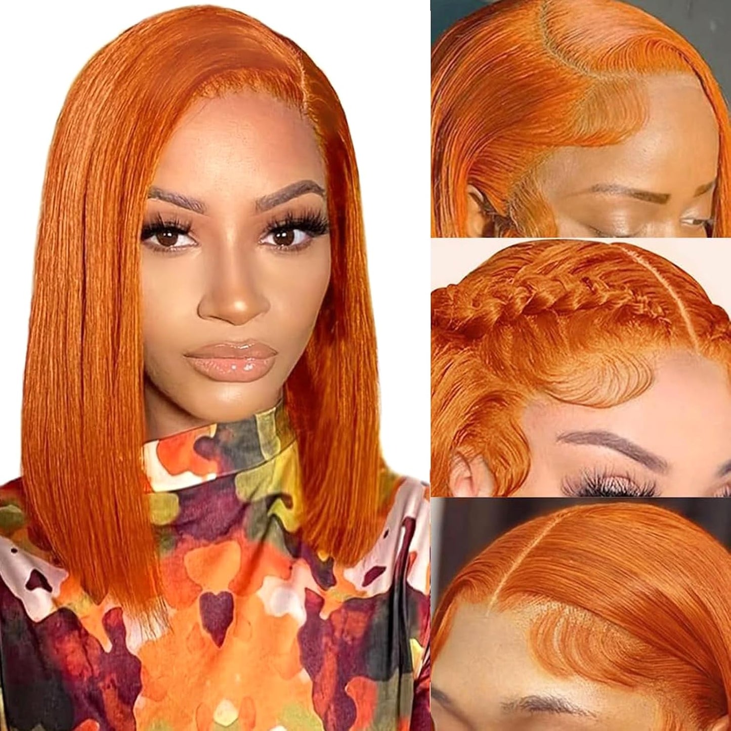 Ginger Bob Wig Human Hair 13x4 Frontal Lace Wig for Women