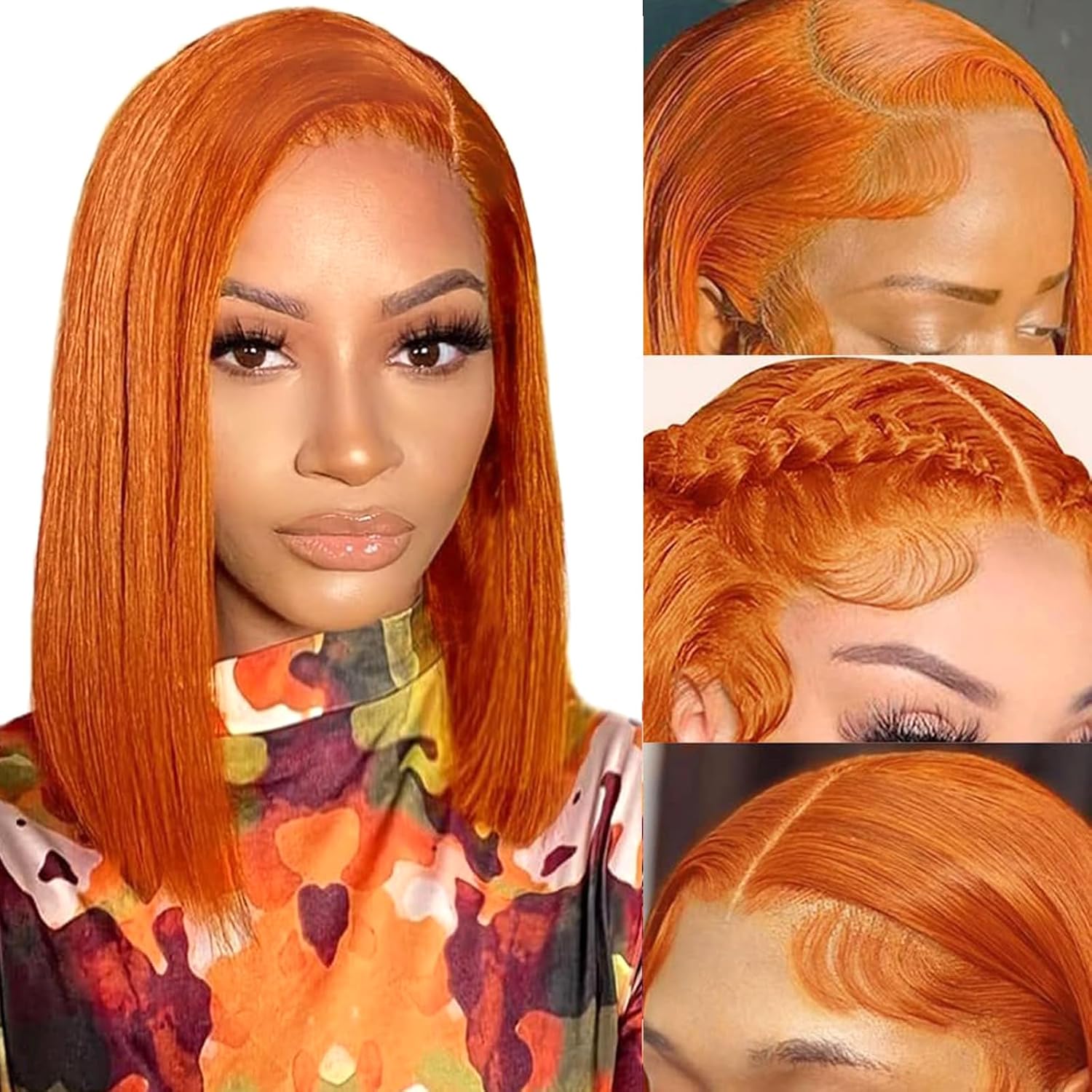 Ginger Bob Wig Human Hair 13x4 Frontal Lace Wig for Women