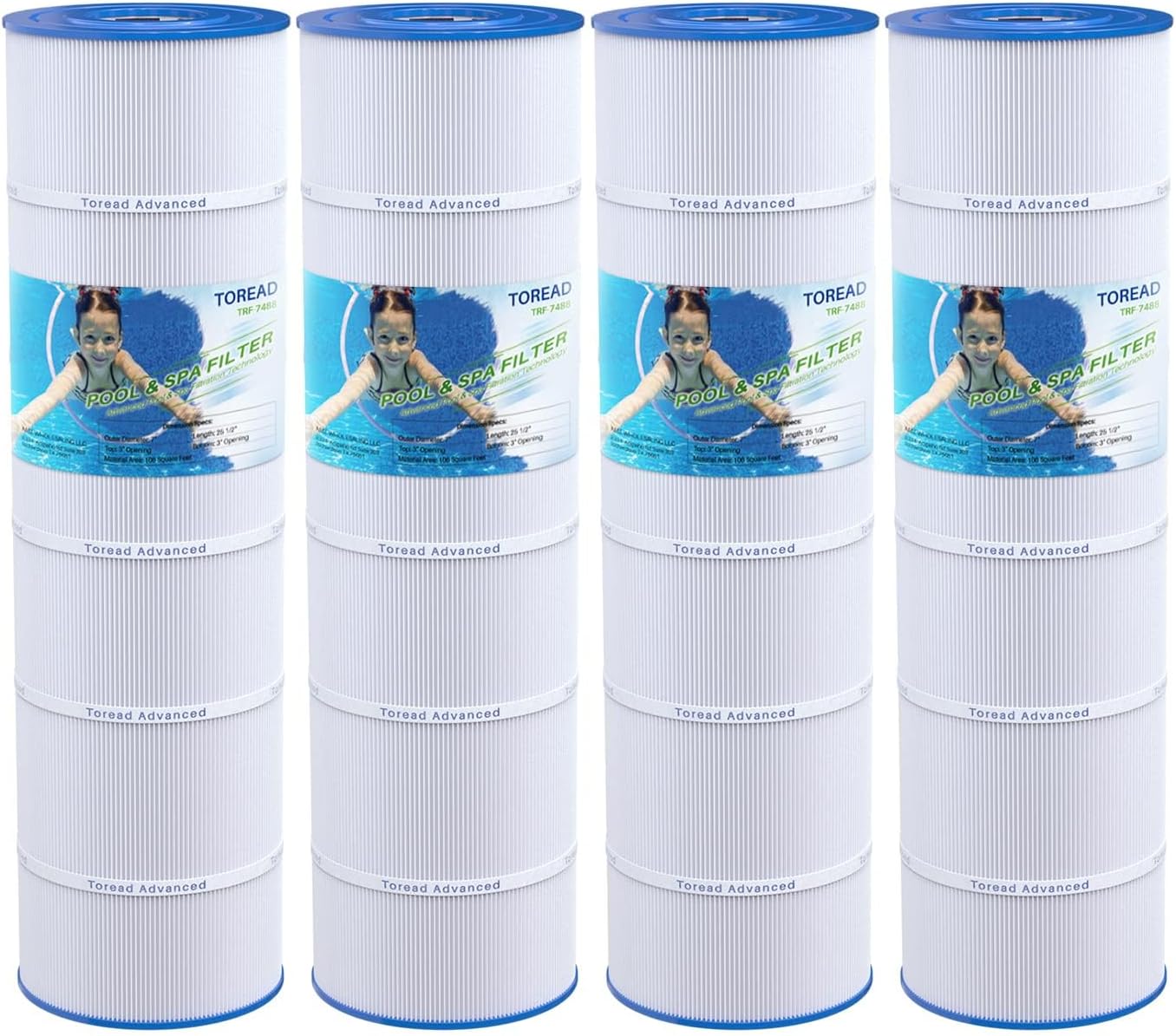 TOREAD PA106 Pool Filter Cartridge 4 Pack for Clean Water