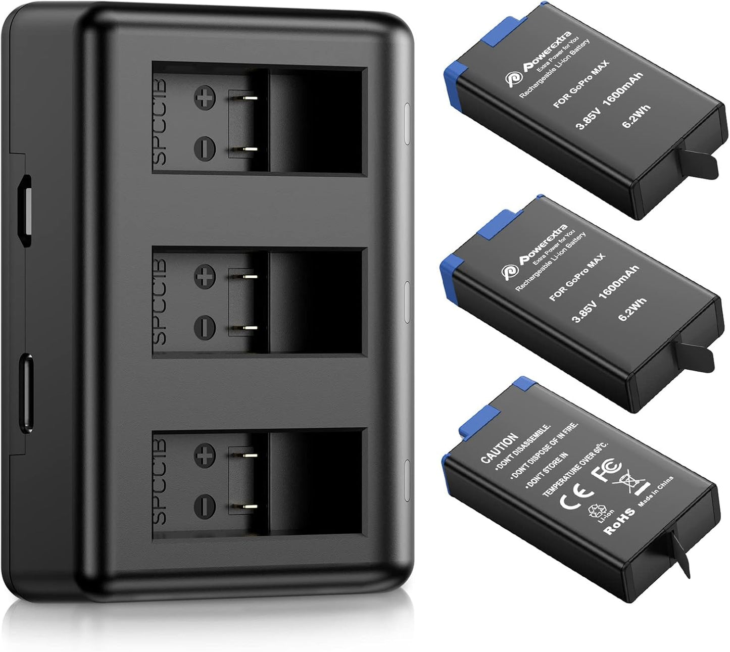 Powerextra 3 Pack Rapid 3-Channel USB Charger for GoPro MAX