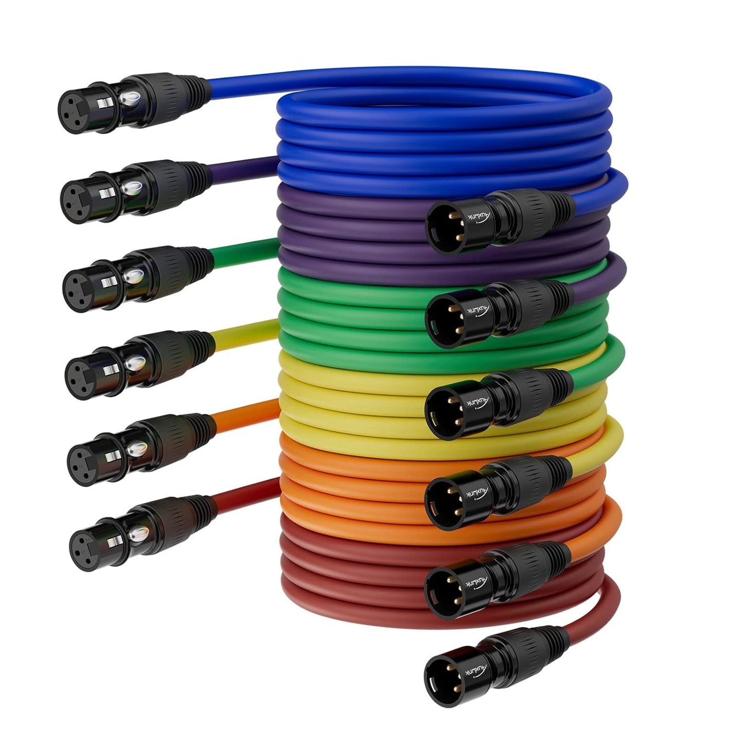 XLR Cables 25ft 6Pack for Microphone and Mixer Use